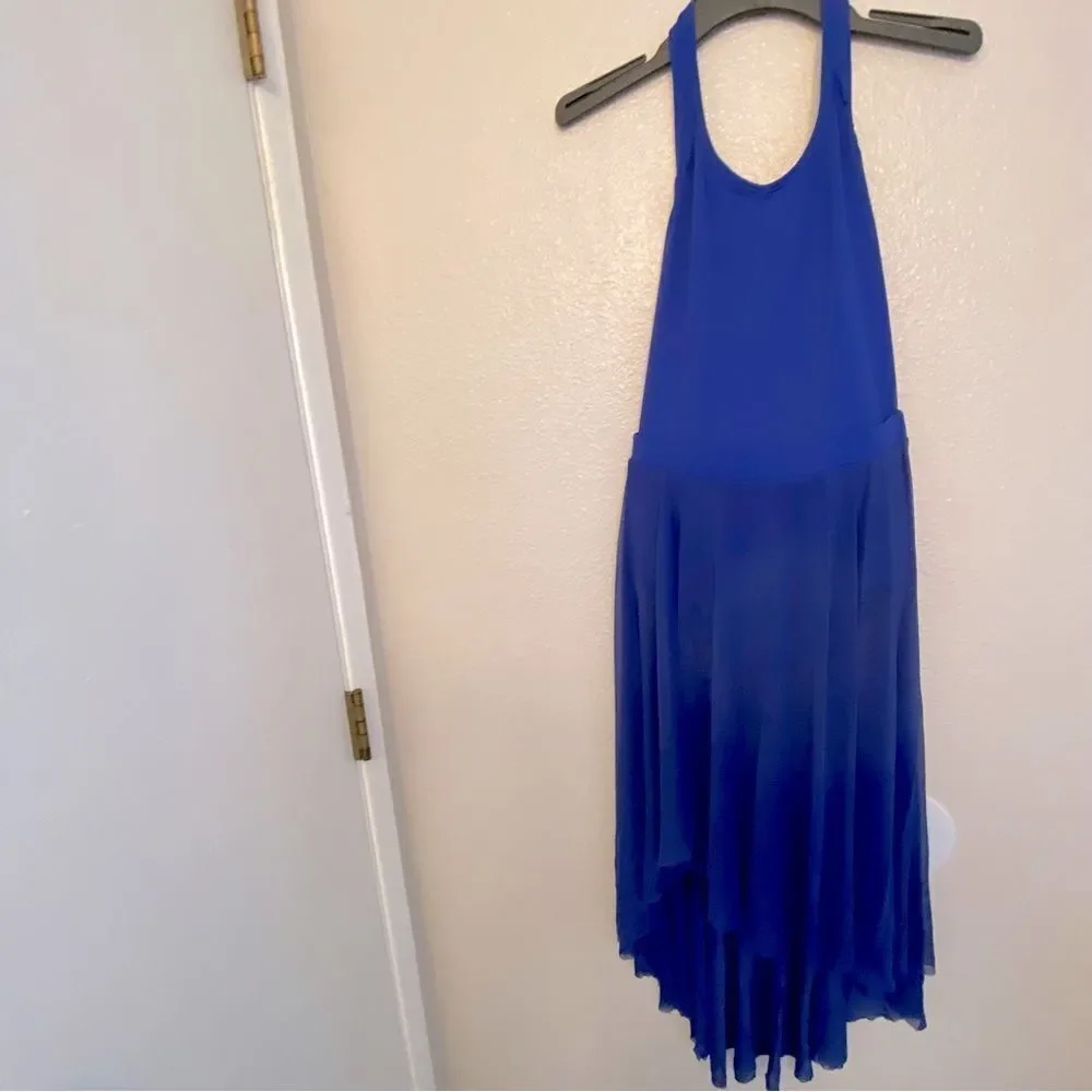 Revolution Dance royal blue dress Leotard costume RC19746 hi low mesh SA adult